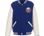 NHL New York Islanders Reversible Fleece Jacket PVC Sleeves 2 Front Patc... - £97.42 GBP