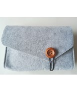 Felt Electronic Travel Cable Cosmetic Storage Bag Wood Button Gray Busin... - €7,99 EUR