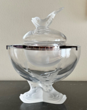 Lalique France Clear and Frosted Crystal Igor Caviar Server with Dolphin Finial - £700.88 GBP
