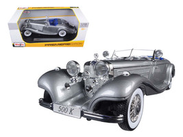 1936 Mercedes 500K Special Roadster Grey 1/18 Diecast Model Car by Maisto - $59.94
