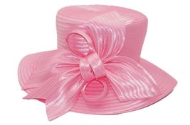 HF2022 Pink Women&#39;s Derby Hat Satin Ribbon Church Hat Kentucky - £69.02 GBP