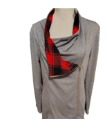 NEW DRESSFO Tartan Plaid Panel Cowl Neck Tulip Front Tunic Top 6 Womens ... - $202.62 MXN