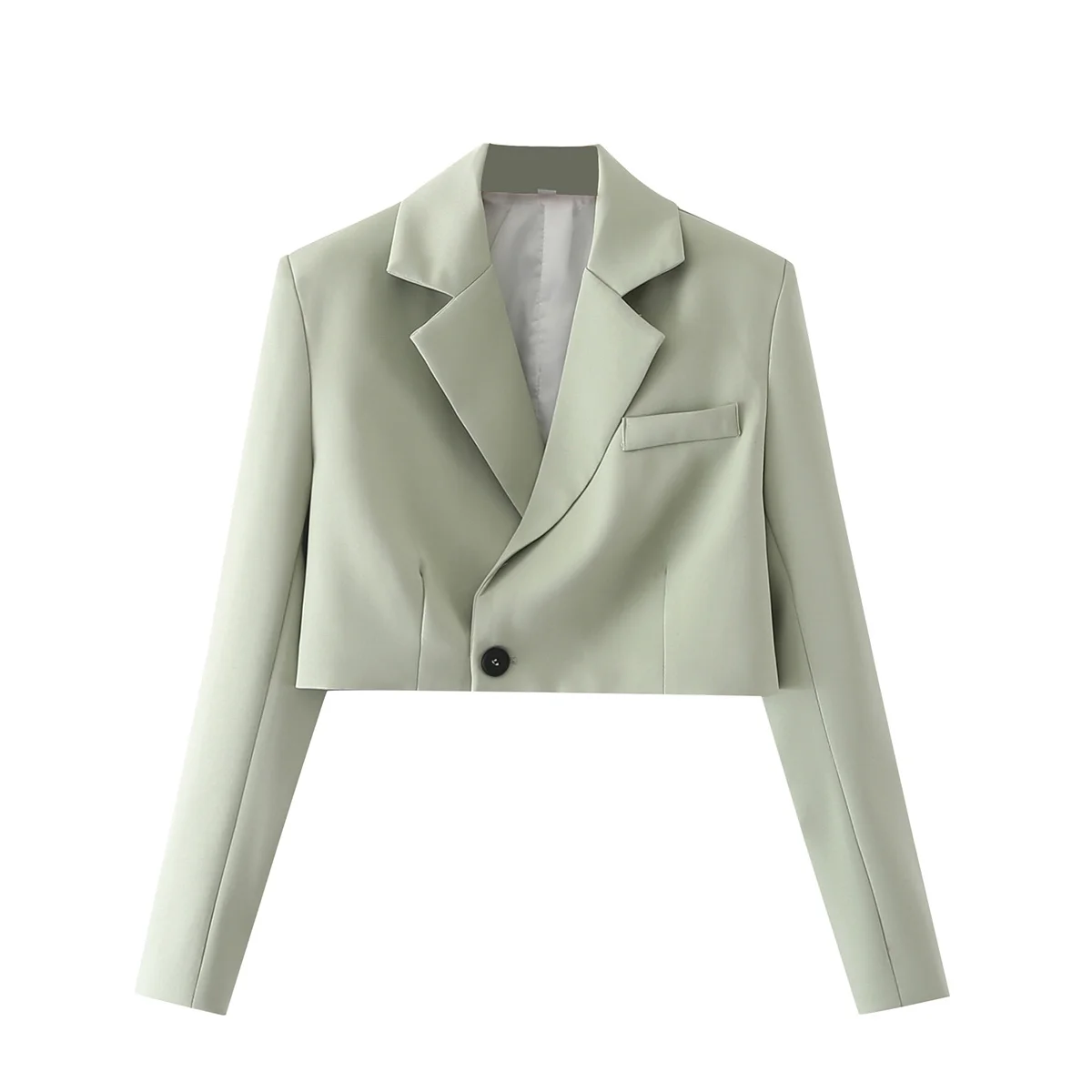   Women Vintage Green Short Blazer Female Long Sleeve Single Button Elegant Jack - £112.05 GBP