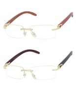 Men's Elegant Sophisticated Square Gold Rimless Frame Clear Lens Eye Glasses NEW - $16.48 - $17.41