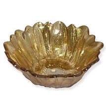 Vintage Indiana Carnival Glass Bowl ~ Sunflower Amber Iridescent - £9.53 GBP