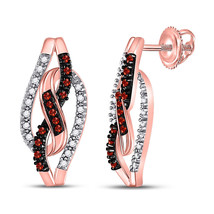 10kt Rose Gold Womens Round Red Color Enhanced Diamond Fashion Earrings 1/6 Cttw - £218.89 GBP