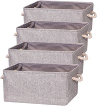 Tenabort 4 Pack Large Storage Basket Bin, Foldable Storage Cube Box Fabric, Grey - £34.36 GBP