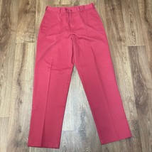 Lands End Mens Solid Salmon Pink Flat Front Khaki Chino Pants Size 32Wx32L - $33.66