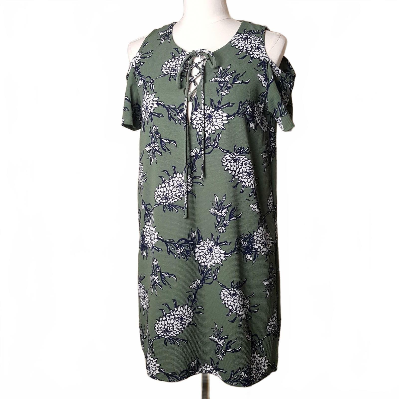 Let Them Eat Cake ColdShoulder Green Blue Floral Small 0125 - $18.62