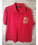Coogi XL Men Red Short Sleeve Polo Embroidered Patch Sz 1/4 Button - $513.49 MXN