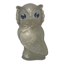 Vintage Avon Frosted Glass Owl Powder Sachet Blue Rhinestone Eyes - $14.03