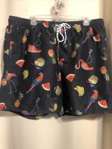 6C NWT St John&#39;s Bay Men&#39;s Medium Swim Trunks Flamingos Tiki Party - £7.52 GBP