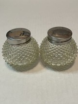 Vintage Clear Glass 18/8 Salt And Pepper Shakers - $8.86
