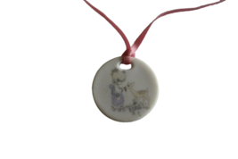 Precious Moments Bookmark Vintage 1989 Porcelain Ribbon Pendant Charm Gi... - $9.45