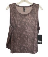 90 DEGREE BY REFLEX Sleeveless Tank Top - Feather Palm Tree Size XL Mauv... - $14.84
