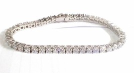 Stunning Round Brilliant Diamond Solid 14CT White Gold Over 7&quot; Tennis Bracelet - £80.86 GBP