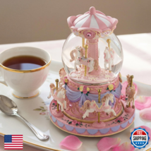 Carousel Snow Globe Music Box, Birthday Gift, for Girls Daughter, Plays ... - $69.12