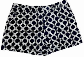 Crown &amp; Ivy Size 12 Shorts Geometric Print Blue White Zipper Pockets - £7.81 GBP