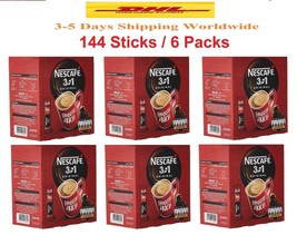 6 Box Nescafe 3 In 1 Original Mix Instant Coffee 144 Sticks x18 g Fast Shipping - $72.27