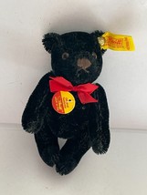 Small Steiff Black Teddy Bear Chest Tag Germany Mohair 0208/14 Plush Toy - £47.21 GBP