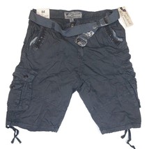 Blu Rock Mens Premium Clothing Belted Cargo Shorts JKS-97 Grey Size 34 - £18.74 GBP