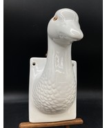 9&quot; White Ceramic Duck Goose Head Apron Towel Wall Hook Rustic Farm Decor... - $470.22 MXN