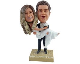 Custom Bobblehead Happy couple with the grrom carrying the bride havng a great m - £121.87 GBP