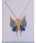 Butterfly sapphire stones 925 silver necklace - $73.00