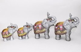 Feng Shui 6.5&quot; &amp; 4.5&quot; Gray Elephant Family Figurine Lucky Gift &amp; Home Decor - £63.95 GBP