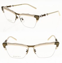 GUCCI BAMBOO 0660 White Bronze Cat Rimless Eyeglasses GG0660O 58mm 002 F... - £364.02 GBP