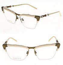 GUCCI BAMBOO 0660 White Bronze Cat Rimless Eyeglasses GG0660O 58mm 002 F... - £344.80 GBP