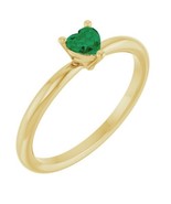 14K Yellow Gold Lab-Grown Emerald Heart Solitaire Ring - $545.00