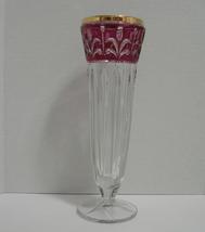 Victorian Cranberry Flash Glass Bud Vase Antique Glass Flower Vase 9 Inches  - £23.53 GBP