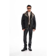 Vinci The Cortina Black Shearling Leather Men Jacket image 2