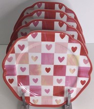 4 Salad Appetizer Plates Cupcakes &amp; Cashmere Valentine Hearts 8.5”Melami... - $33.81 CAD