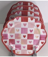 4 Salad Appetizer Plates Cupcakes &amp; Cashmere Valentine Hearts 8.5”Melami... - $24.70