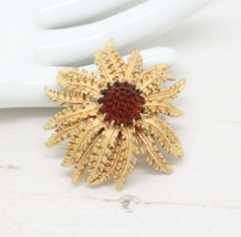 Vintage Signed Sarah Coventry Cov Sea Urchin Brown and Gold BROOCH Pin Jewellery - £23.87 GBP
