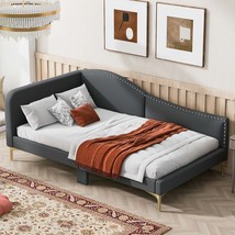 Grey Upholstered Twin Daybed w/ Headboard &amp; Arms - $245.99