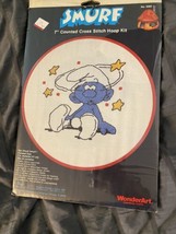 Smurf 7&quot; Counted Cross Stitch Hoop Kit No. 5063 WonderArt New Sealed - £14.19 GBP