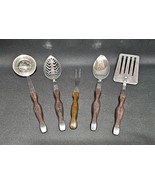 Cutco 5 Utensil Slotted Spatula Ladle Spoon Fork Brown Orange Swirl 17 K... - $176.86 CAD