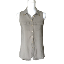 Charlotte Russe Womens Sleeveless Top Size XS Gray Lightweight Gold Tone Details - £12.91 GBP