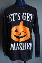 Spirit T-Shirt Weathered Black Long Sleeve Halloween Let&#39;s Get Smashed  ~S~ - £9.54 GBP