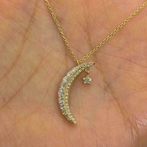 1.00 Ct Round Cut Simulated Moon Star Shape Gift Pendant 14K Yellow Gold Plated - £91.88 GBP