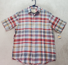 Tasso Elba Island Shirt Mens Small Multi Plaid Linen Short Sleeve Button Down - £18.39 GBP