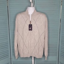 Oxford Golf Zip Up  Sz L Knit Collared Sweater Heather Gray Long Sleeve - £25.11 GBP