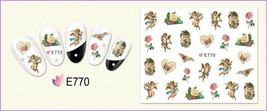 Nail Art 3D Decal Stickers cupid angel white pink flowers white doves heart E770 - £2.52 GBP
