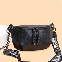 Leather Small Women Handbag Zipper Closure Black Ladies Shoulder Bag Mes... - $39.99