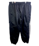 Vintage Y2K Adidas Track Pants Windpants Black White Stripe Zip Calf 3 S... - $49.72