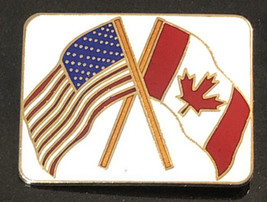 USA &amp; Canada Drapeau Vintage Broche Style Broche Métal Émail Revers - $9.79