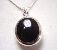 Reversible Mother of Pearl Simulated Black Onyx 925 Sterling Silver Necklace - £15.81 GBP